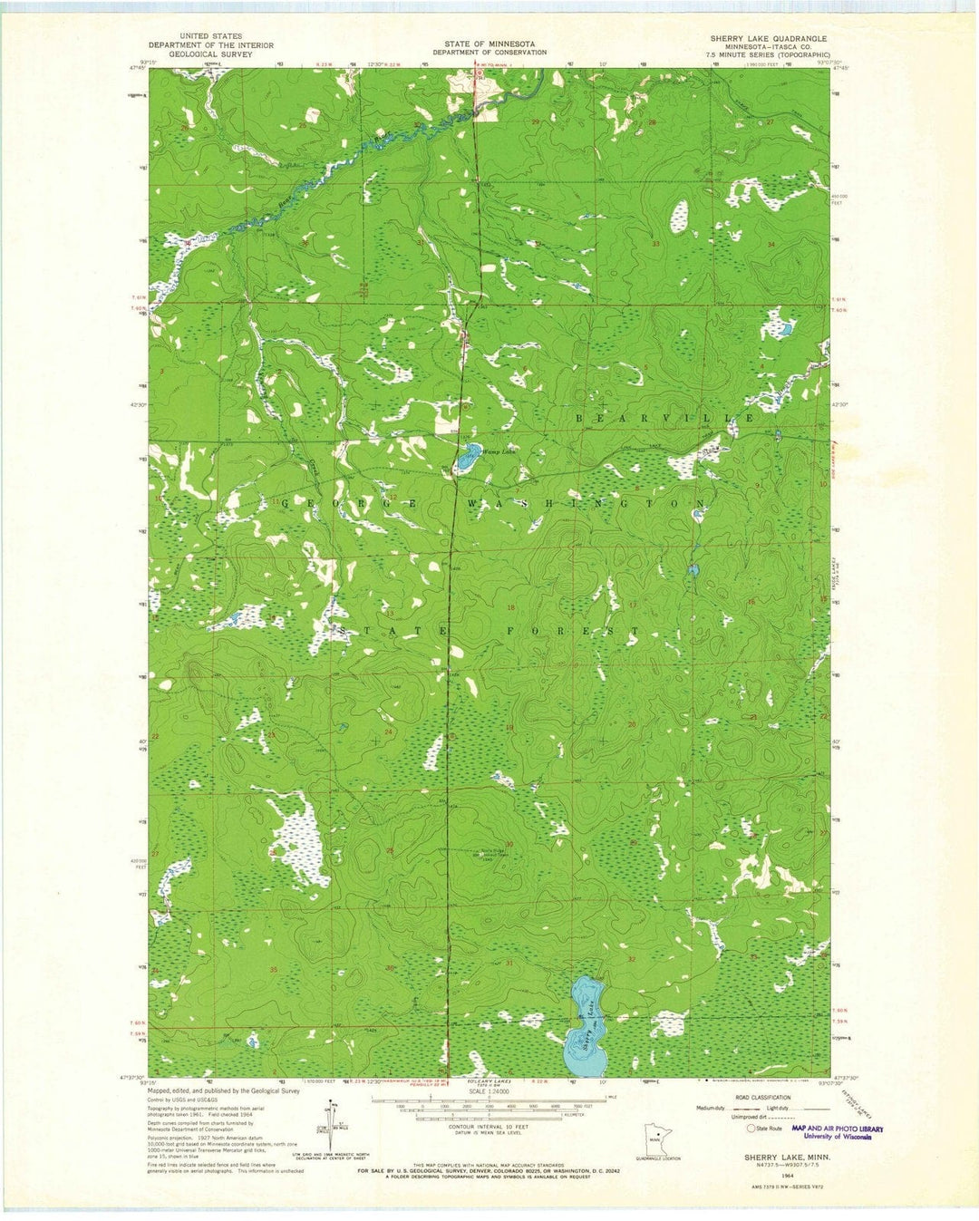 1964 Sherry Lake, MN - Minnesota - USGS Topographic Map