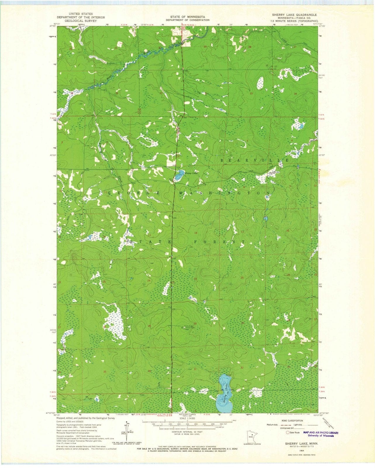 1964 Sherry Lake, MN - Minnesota - USGS Topographic Map