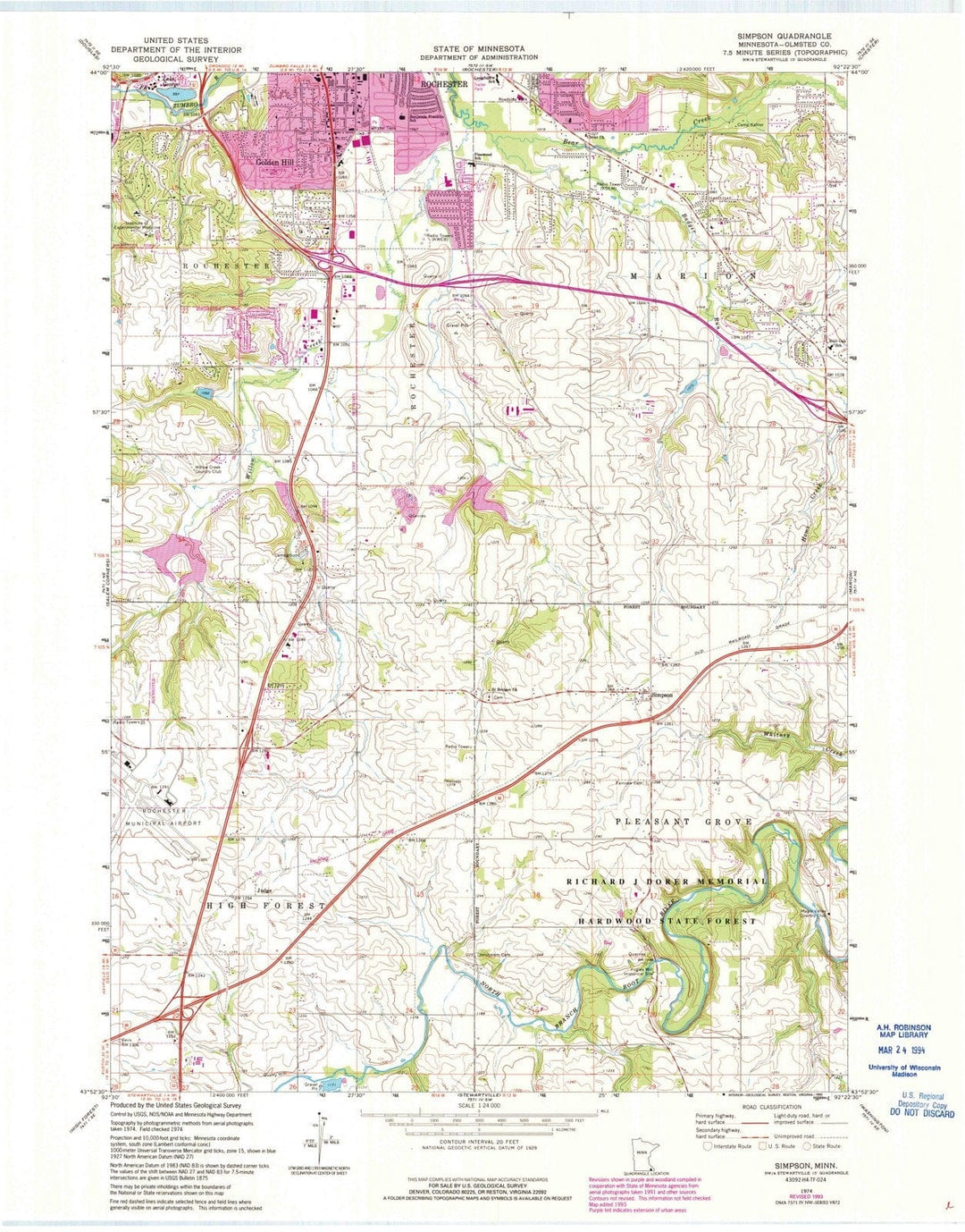 1974 Simpson, MN - Minnesota - USGS Topographic Map