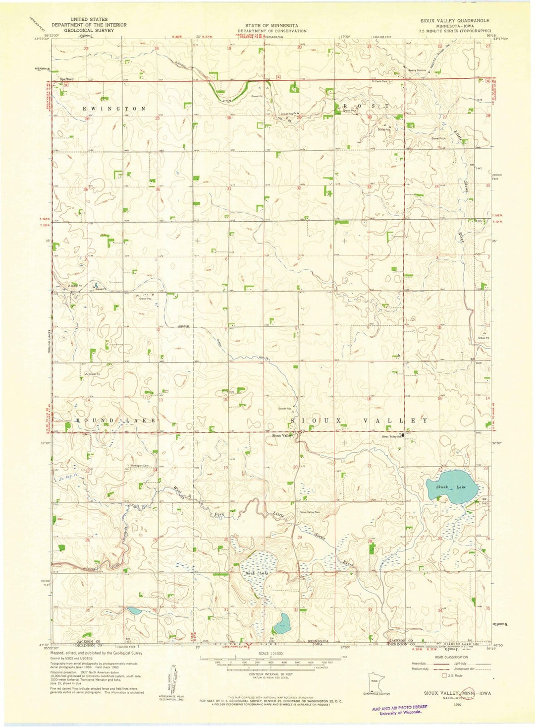 1960 Sioux Valley, MN - Minnesota - USGS Topographic Map