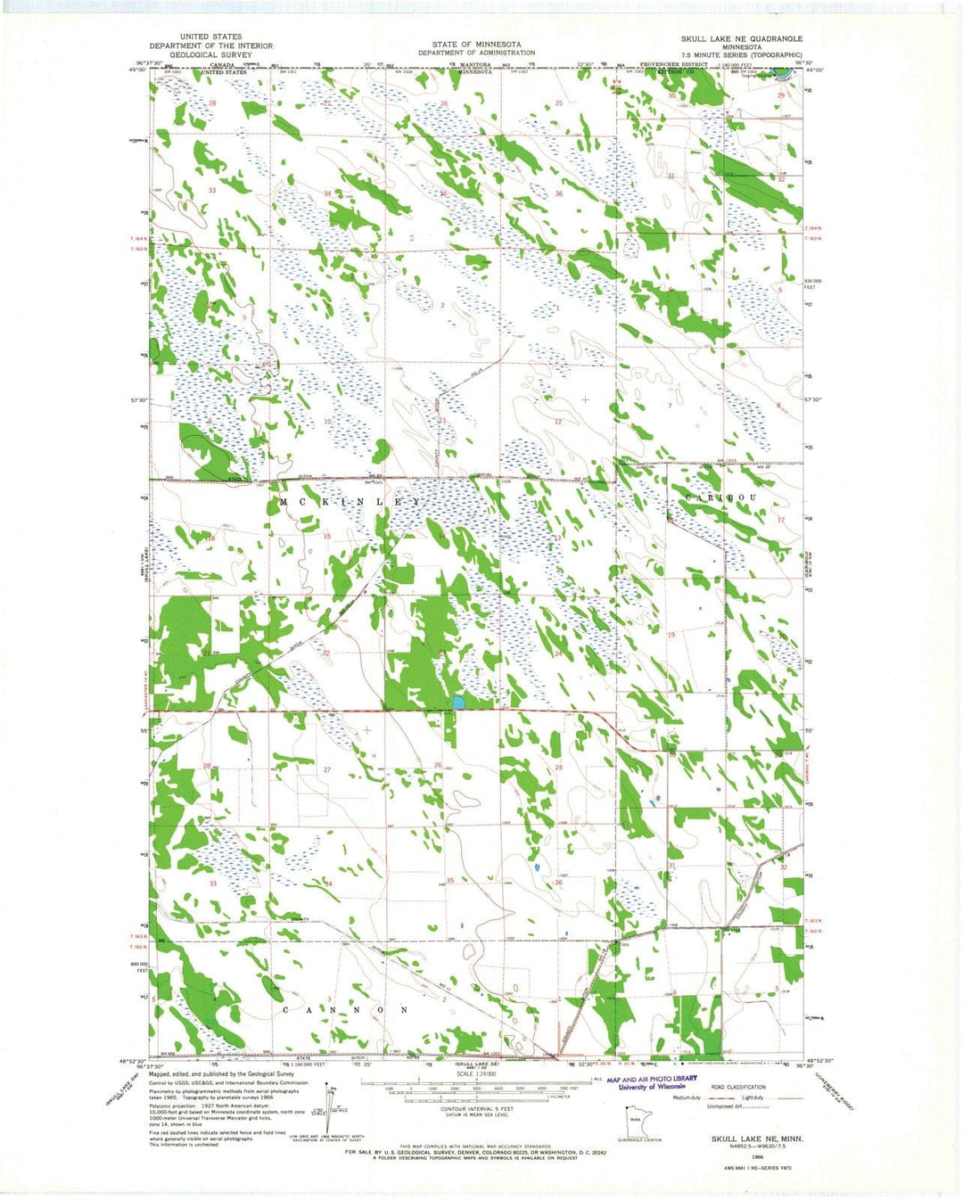 1966 Skull Lake, MN - Minnesota - USGS Topographic Map