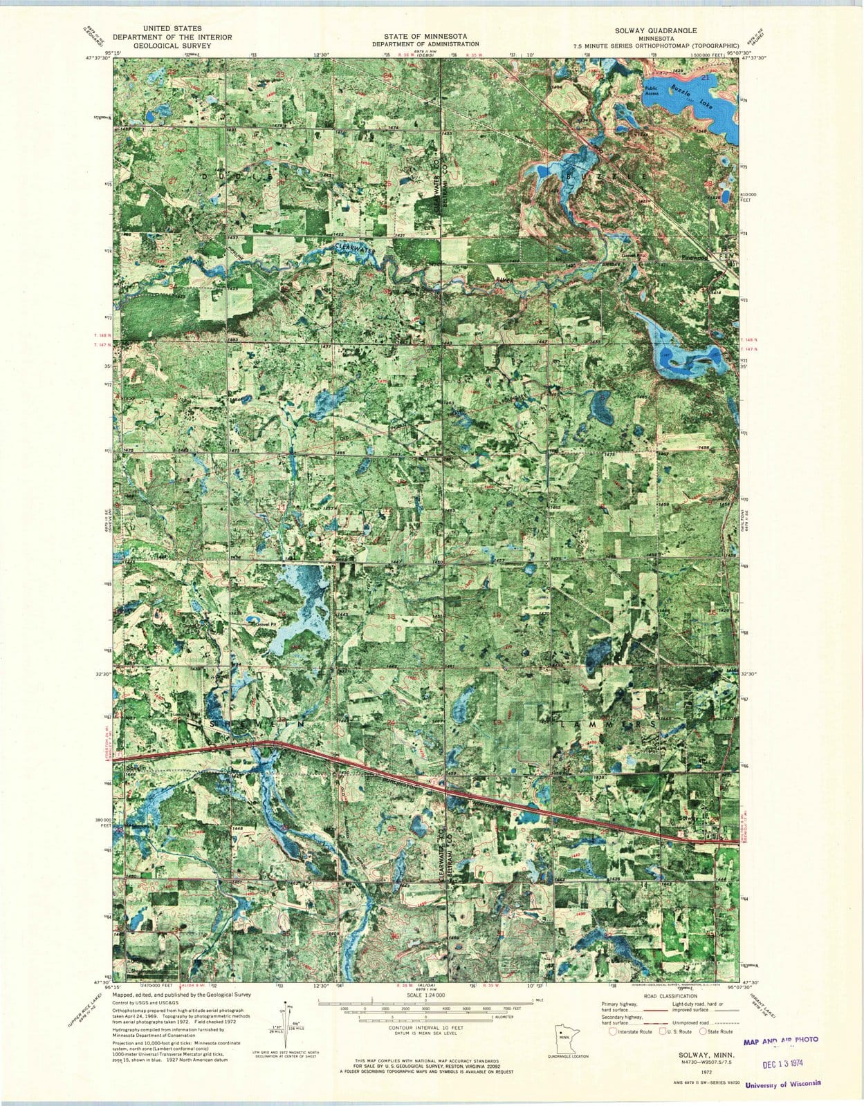 1972 Solway, MN - Minnesota - USGS Topographic Map