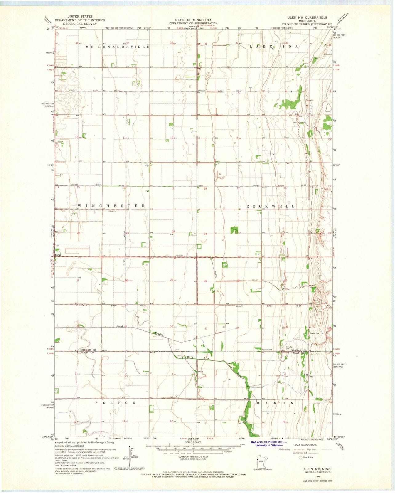 1965 Ulen, MN - Minnesota - USGS Topographic Map