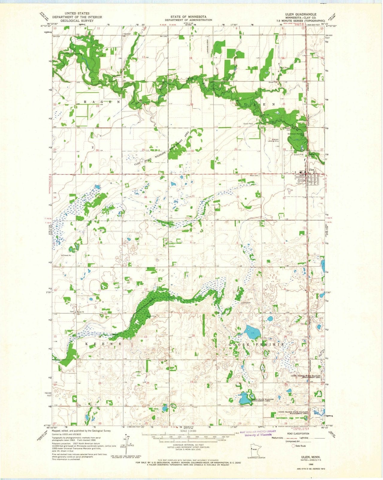 1966 Ulen, MN - Minnesota - USGS Topographic Map v2