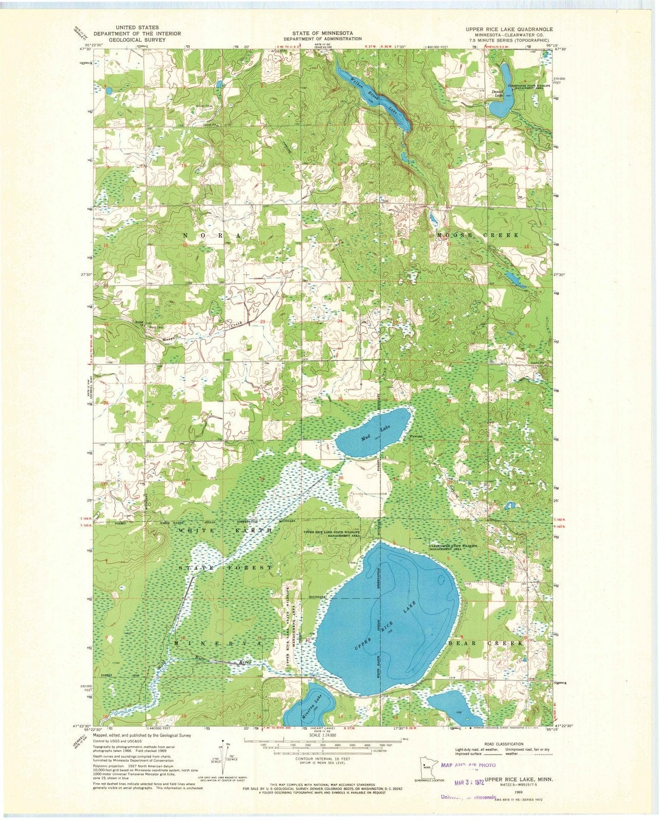 1969 Upper Rice Lake, MN - Minnesota - USGS Topographic Map