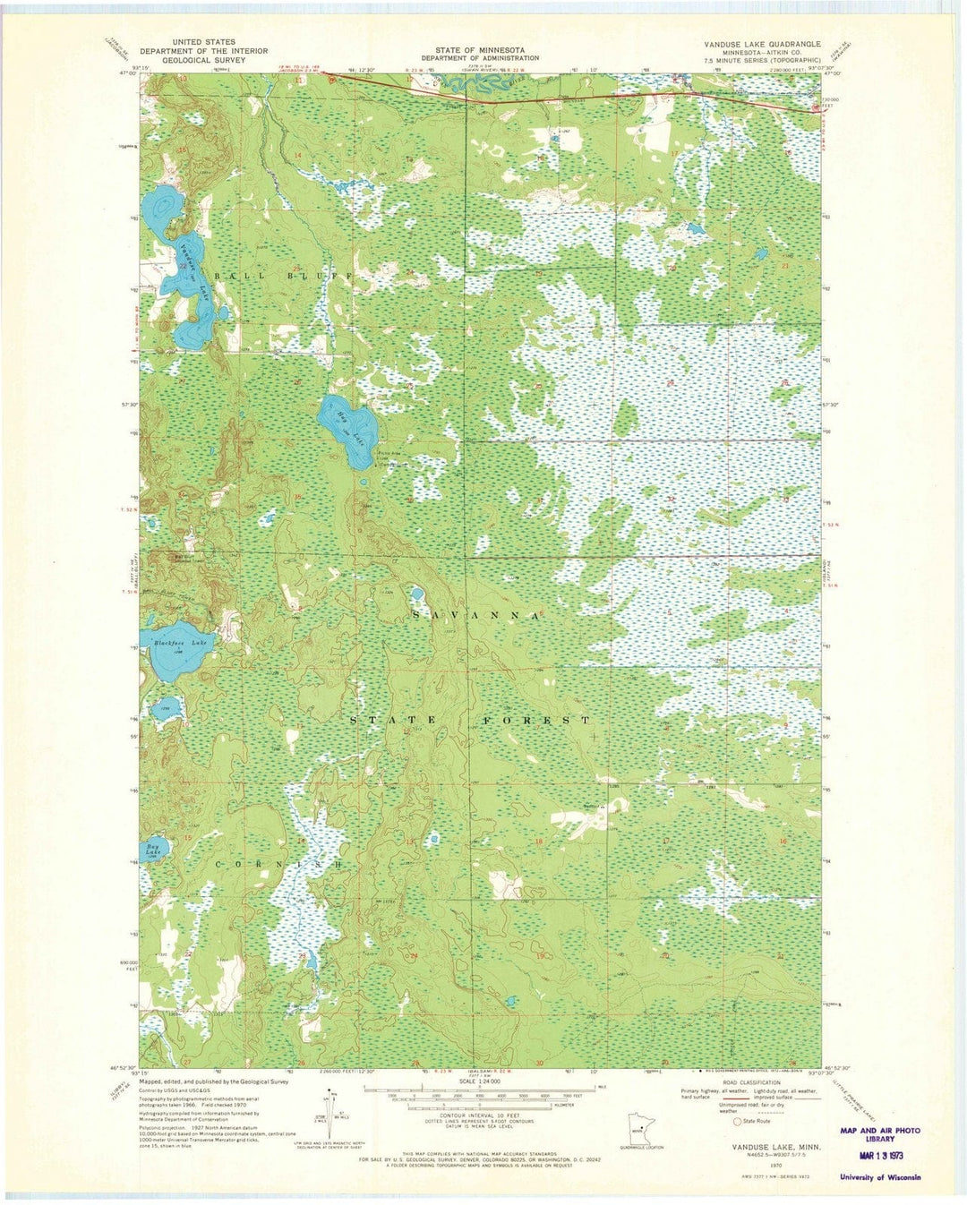 1970 Vanduse Lake, MN - Minnesota - USGS Topographic Map