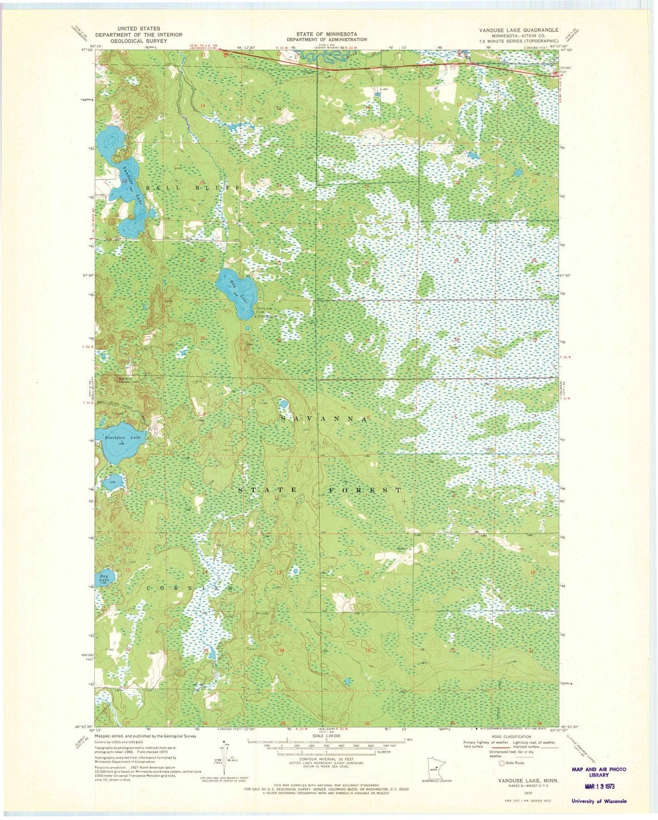 1970 Vanduse Lake, MN - Minnesota - USGS Topographic Map