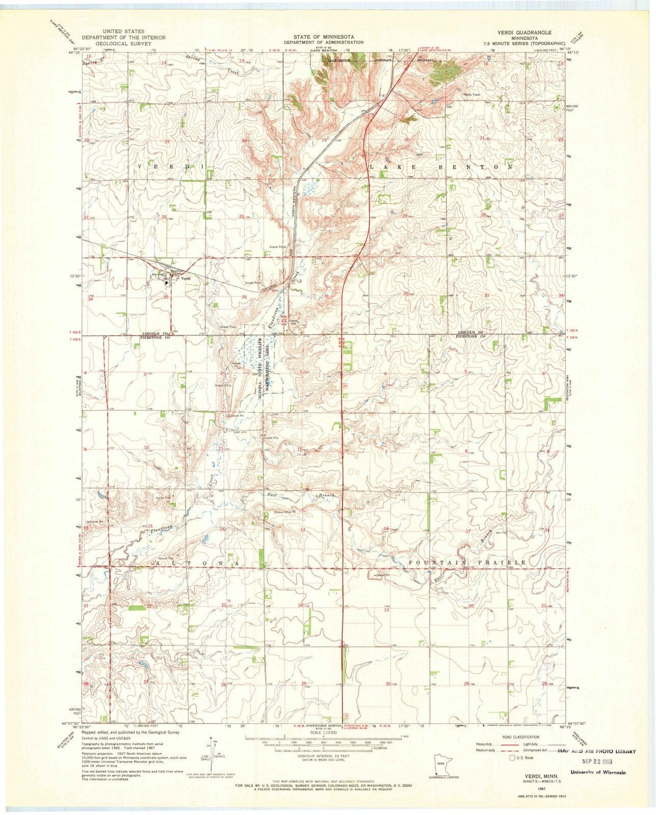 1967 Verdi, MN - Minnesota - USGS Topographic Map