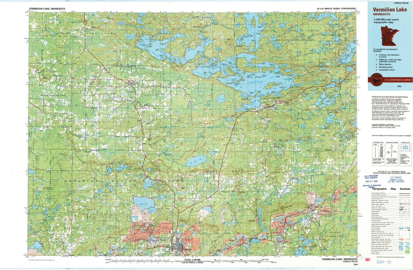 1994 Vermillion Lake, MN - Minnesota - USGS Topographic Map