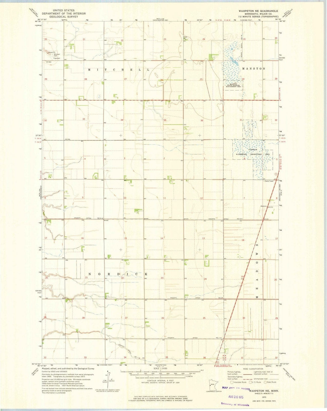 1973 Wahpeton, MN - Minnesota - USGS Topographic Map