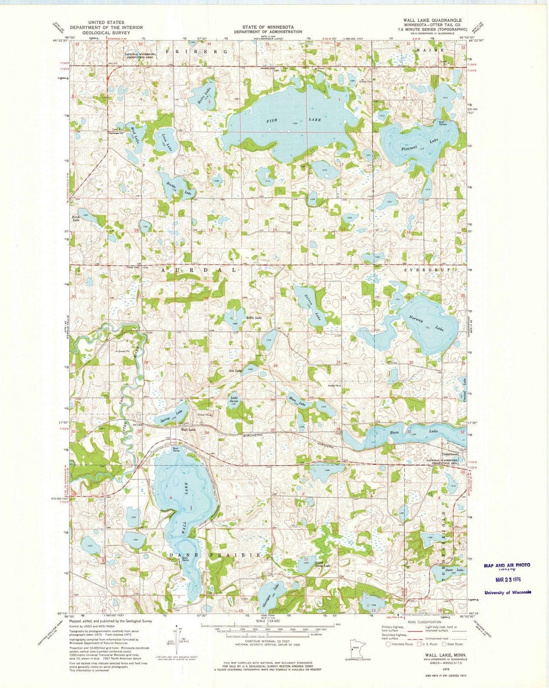 1973 Wall Lake, MN - Minnesota - USGS Topographic Map