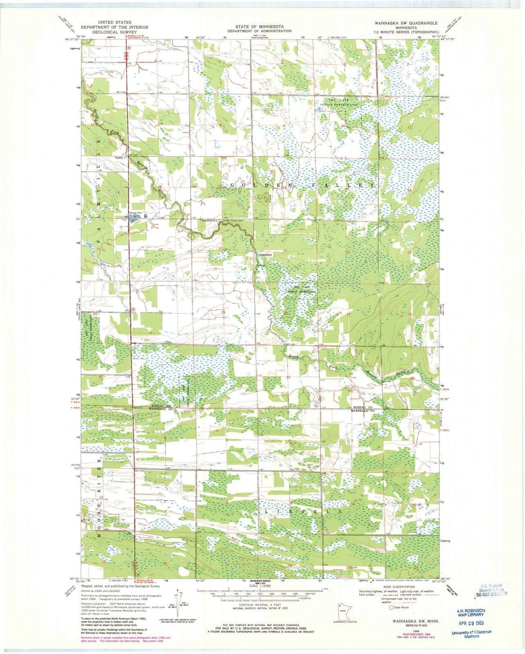 1968 Wannaska, MN - Minnesota - USGS Topographic Map