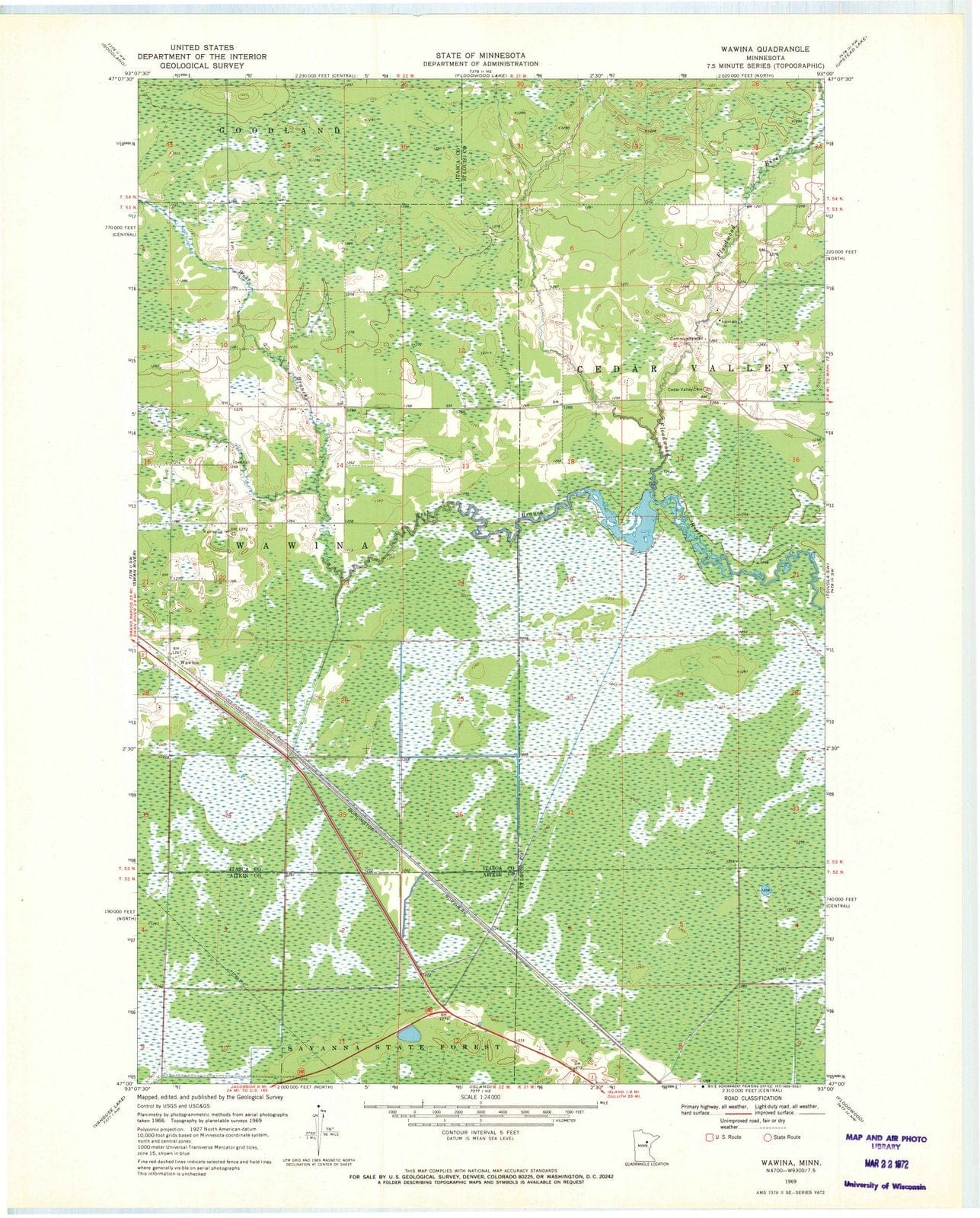 1969 Wawina, MN - Minnesota - USGS Topographic Map