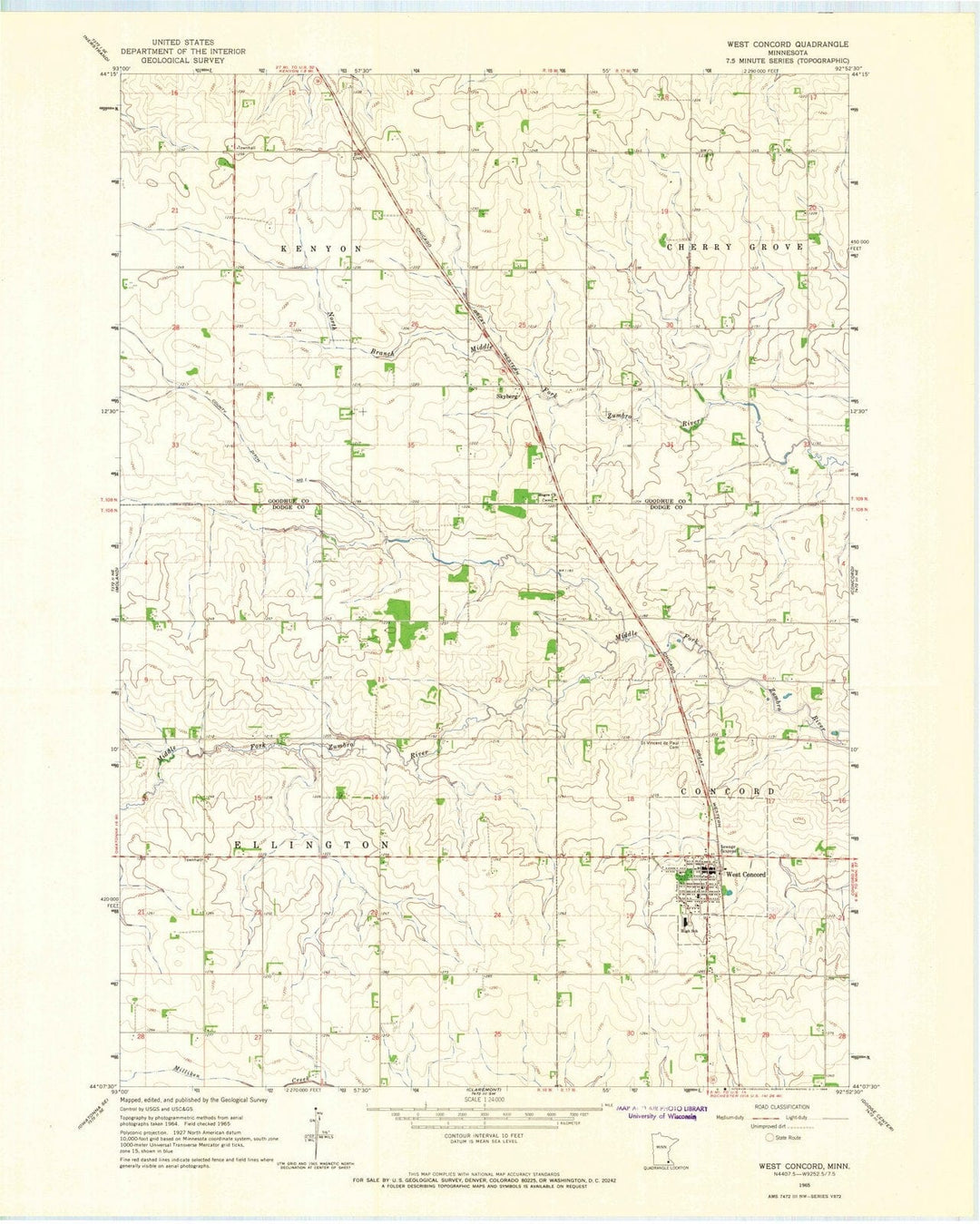 1965 West Concord, MN - Minnesota - USGS Topographic Map