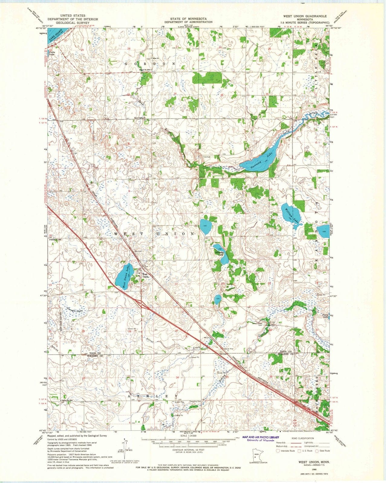 1966 West Union, MN - Minnesota - USGS Topographic Map