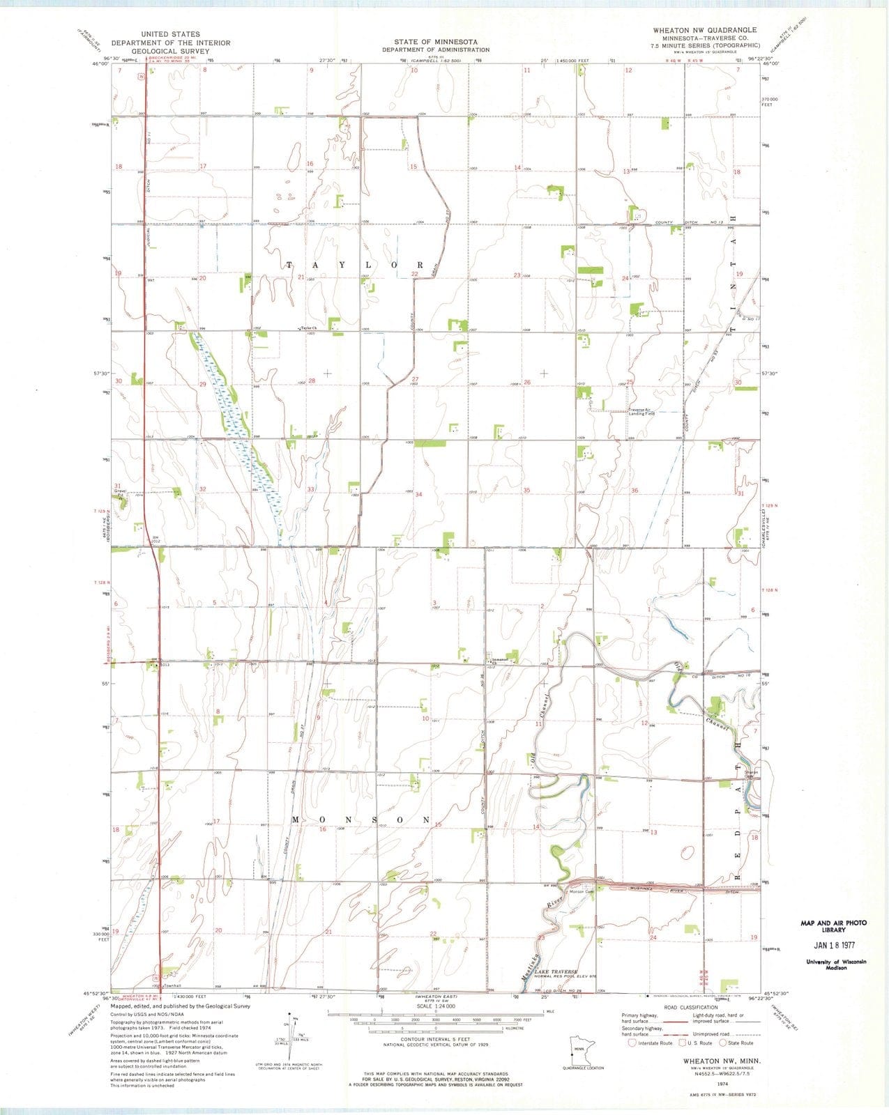 1974 Wheaton, MN - Minnesota - USGS Topographic Map