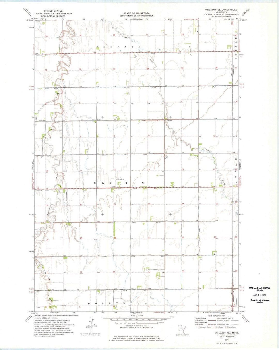 1974 Wheaton, MN - Minnesota - USGS Topographic Map v2