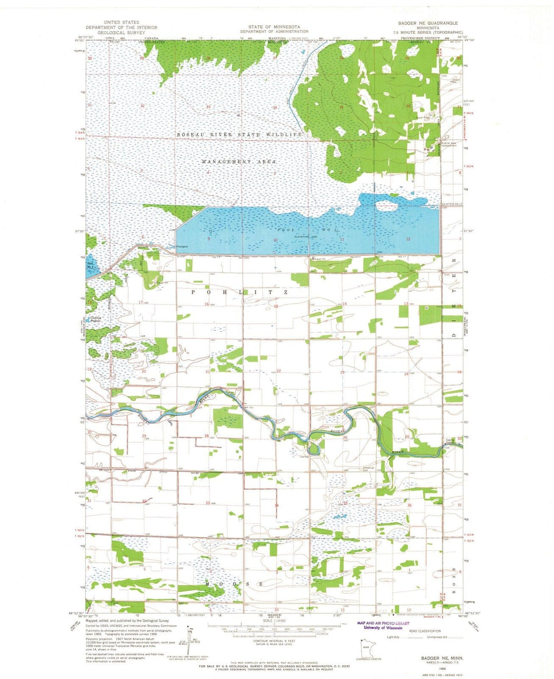 1966 Badger, MN - Minnesota - USGS Topographic Map