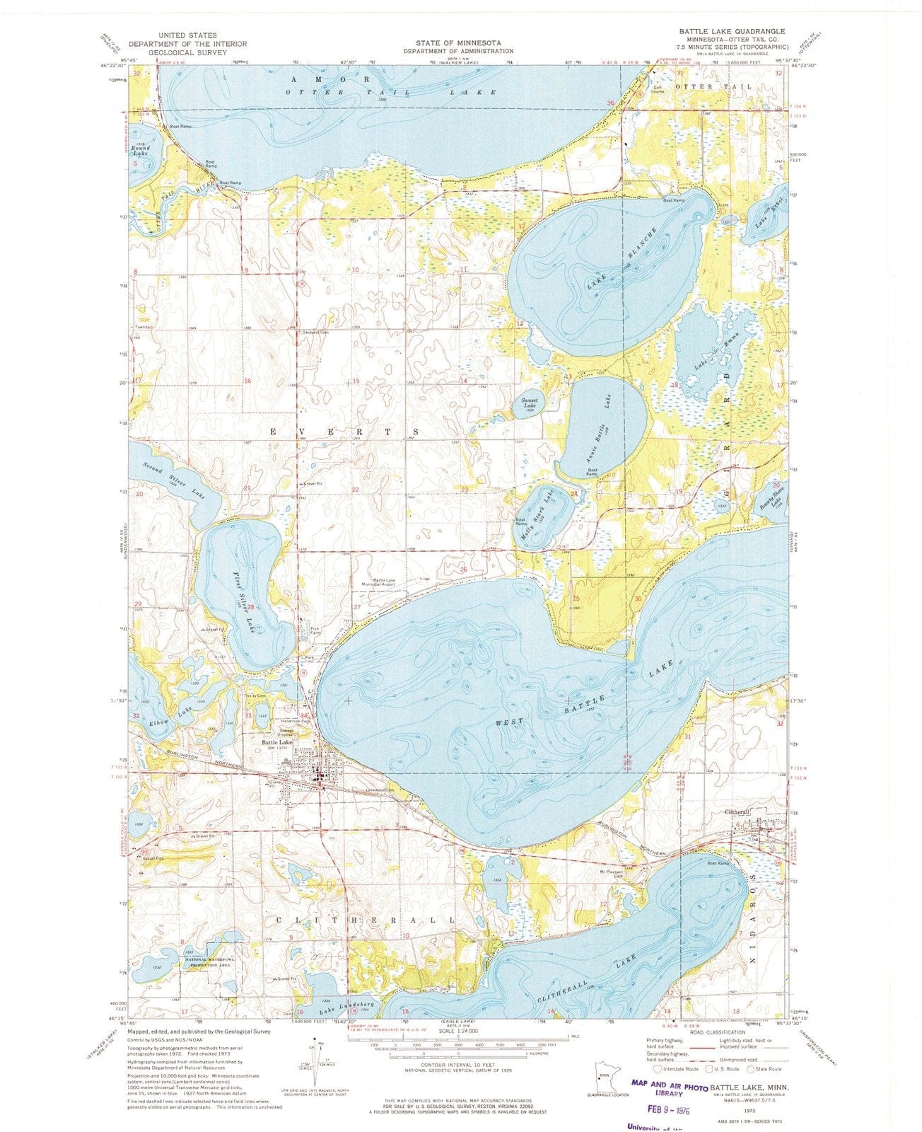 1973 Battle Lake, MN - Minnesota - USGS Topographic Map