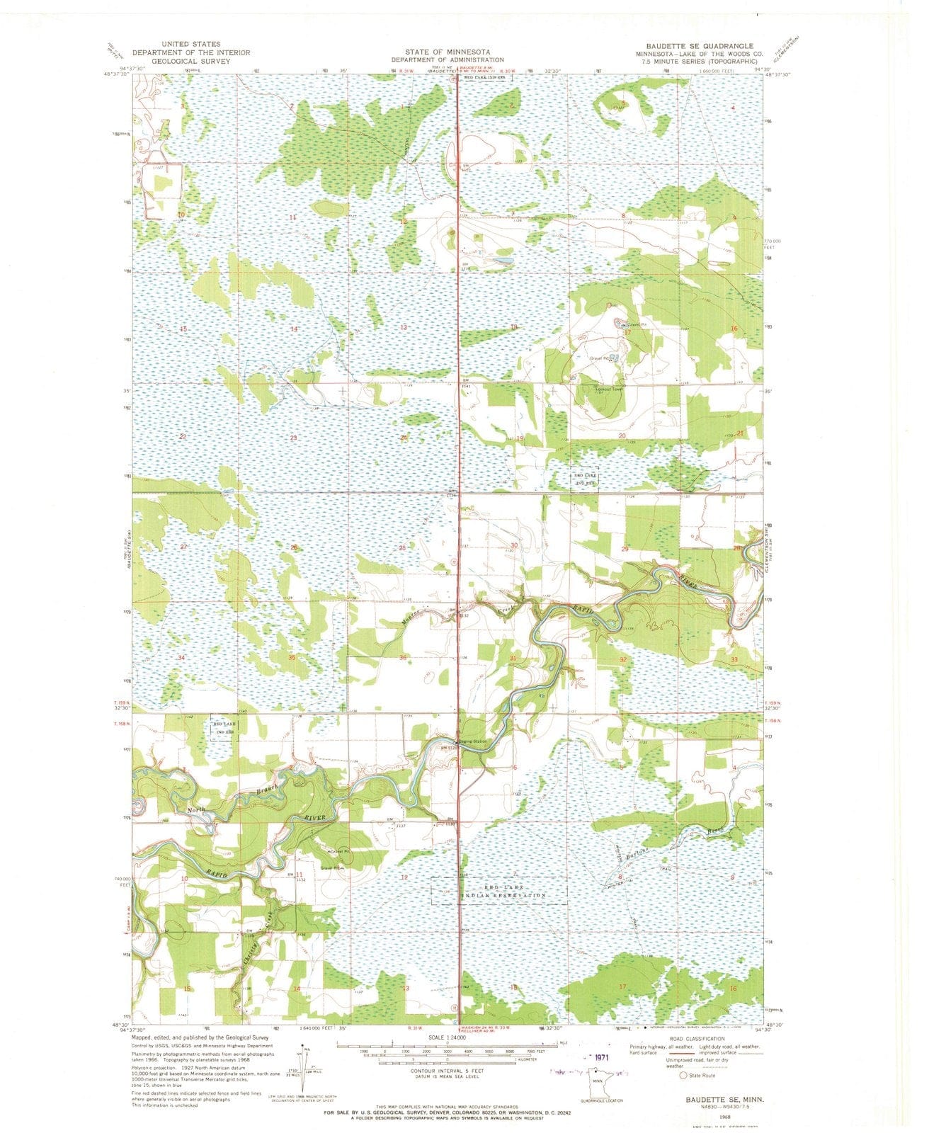 1968 Baudette, MN - Minnesota - USGS Topographic Map v2