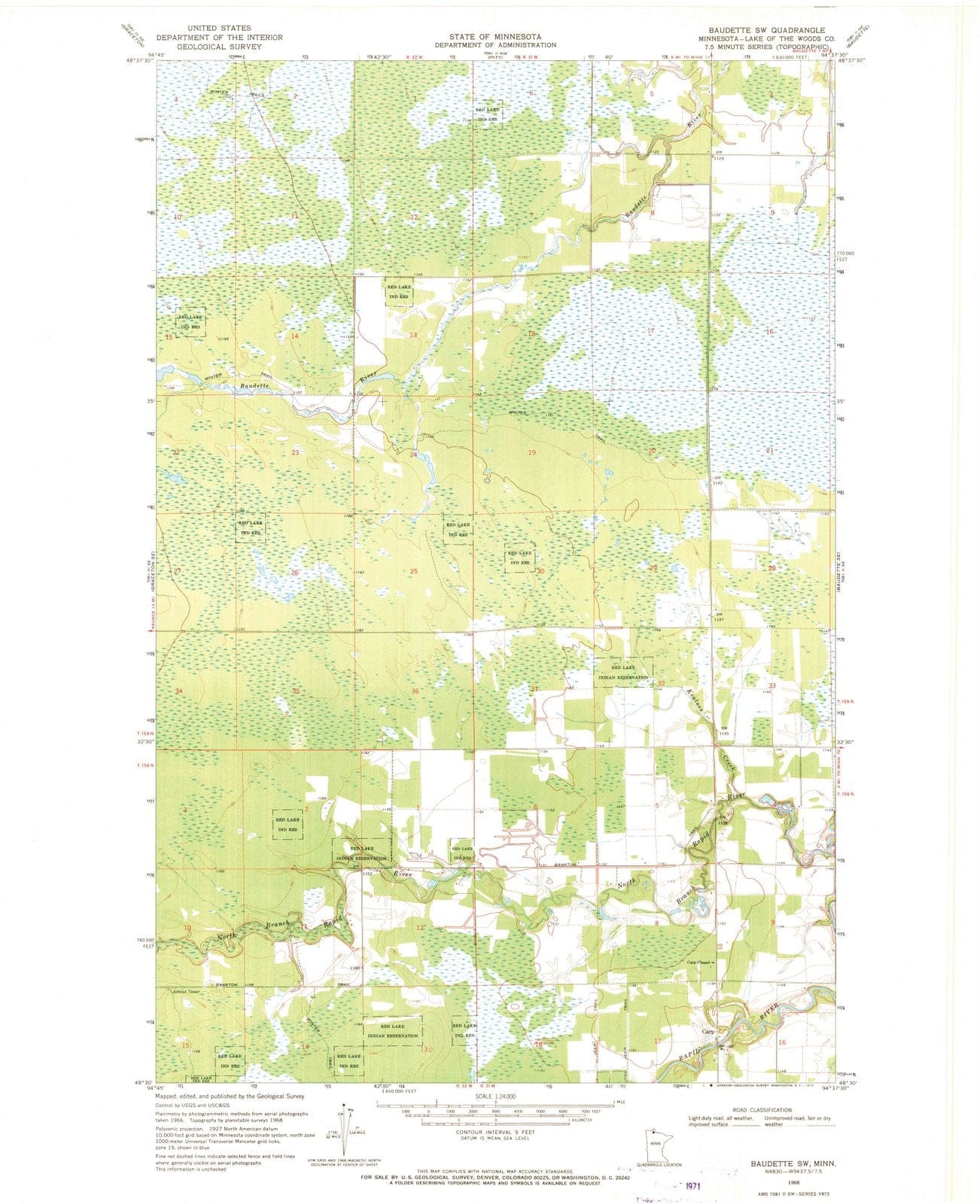 1968 Baudette, MN - Minnesota - USGS Topographic Map v3