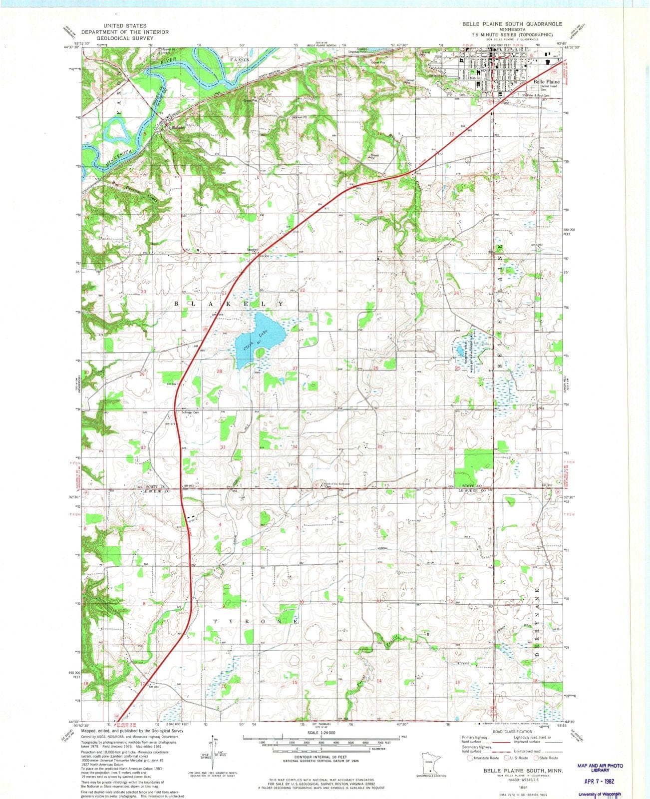 1981 Belle Plaine North, MN - Minnesota - USGS Topographic Map