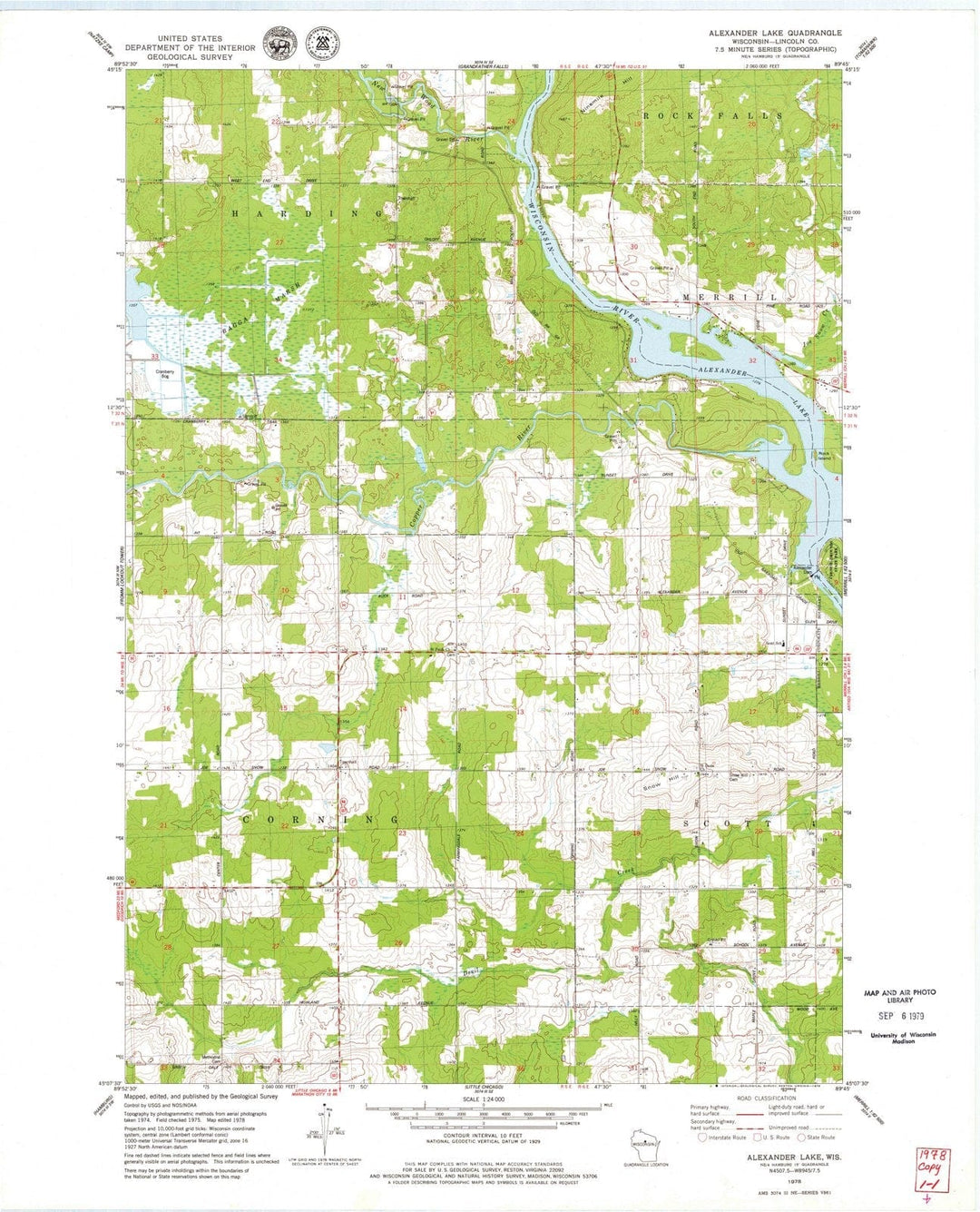 1978 Alexander Lake, WI - Wisconsin - USGS Topographic Map