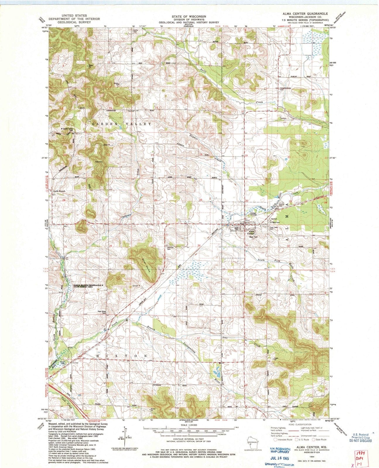 1984 Alma Center, WI - Wisconsin - USGS Topographic Map