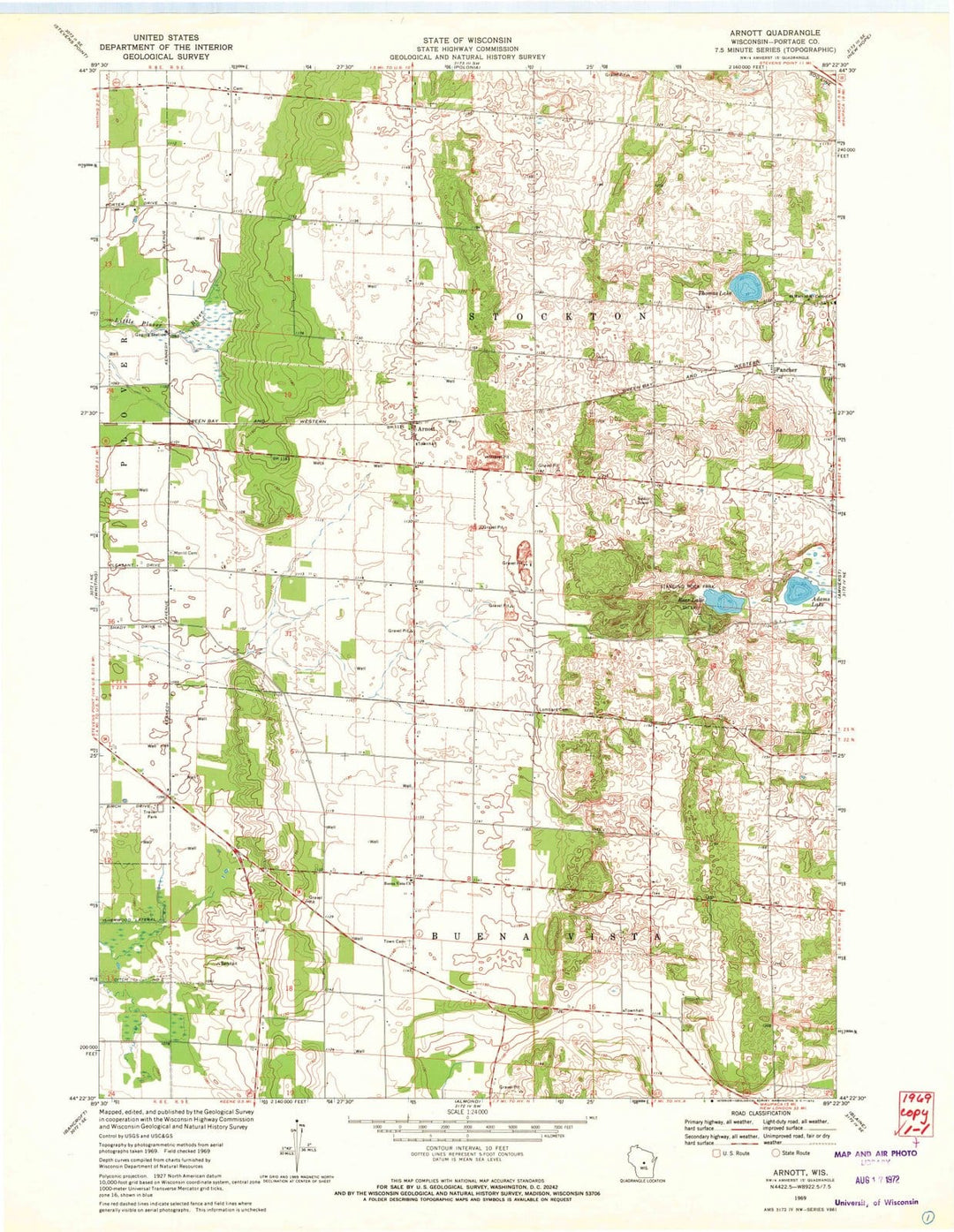 1969 Arnott, WI - Wisconsin - USGS Topographic Map