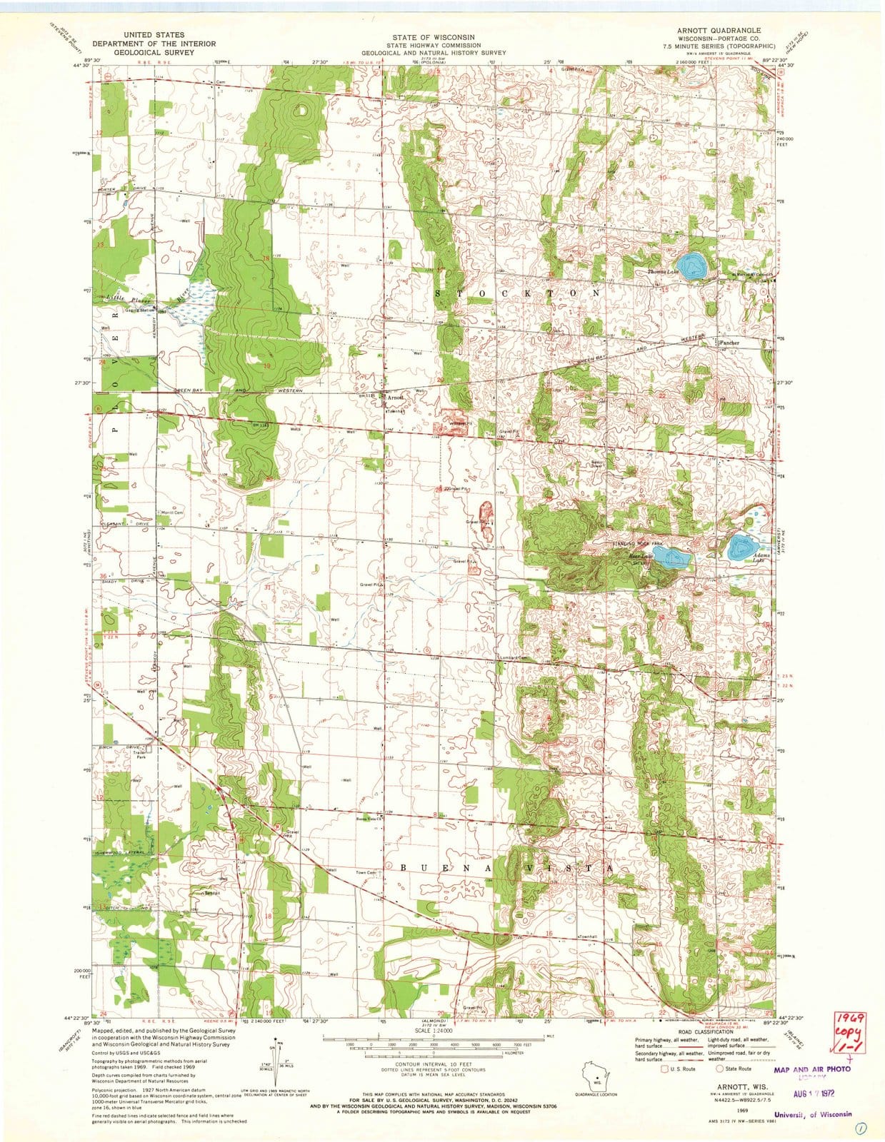 1969 Arnott, WI - Wisconsin - USGS Topographic Map