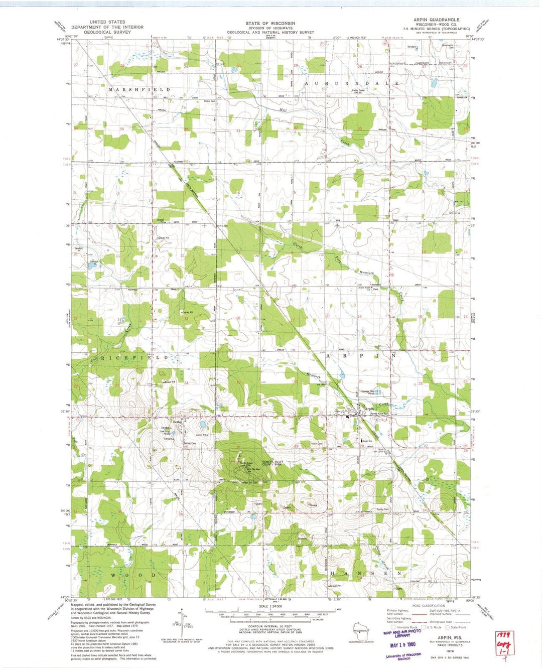 1979 Arpin, WI - Wisconsin - USGS Topographic Map