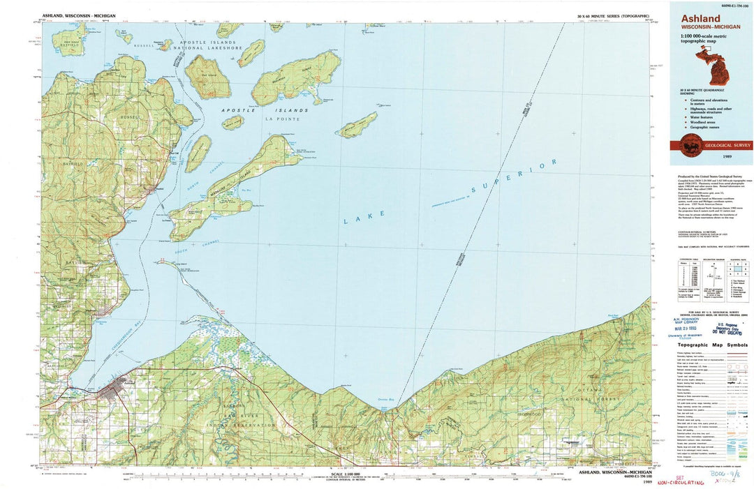 1989 Ashland, WI - Wisconsin - USGS Topographic Map