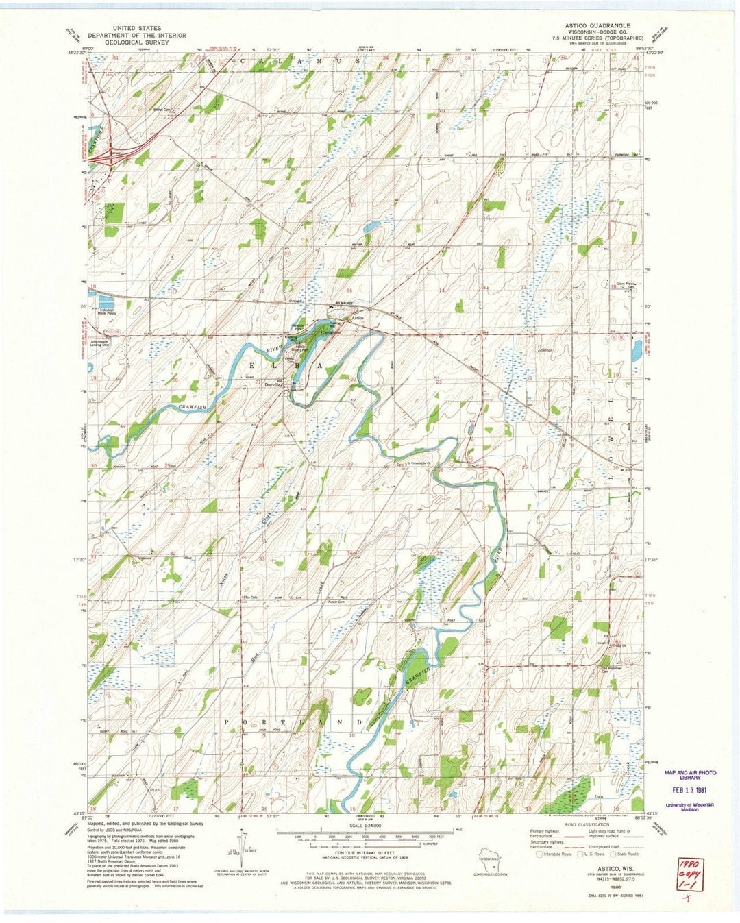 1980 Astico, WI - Wisconsin - USGS Topographic Map