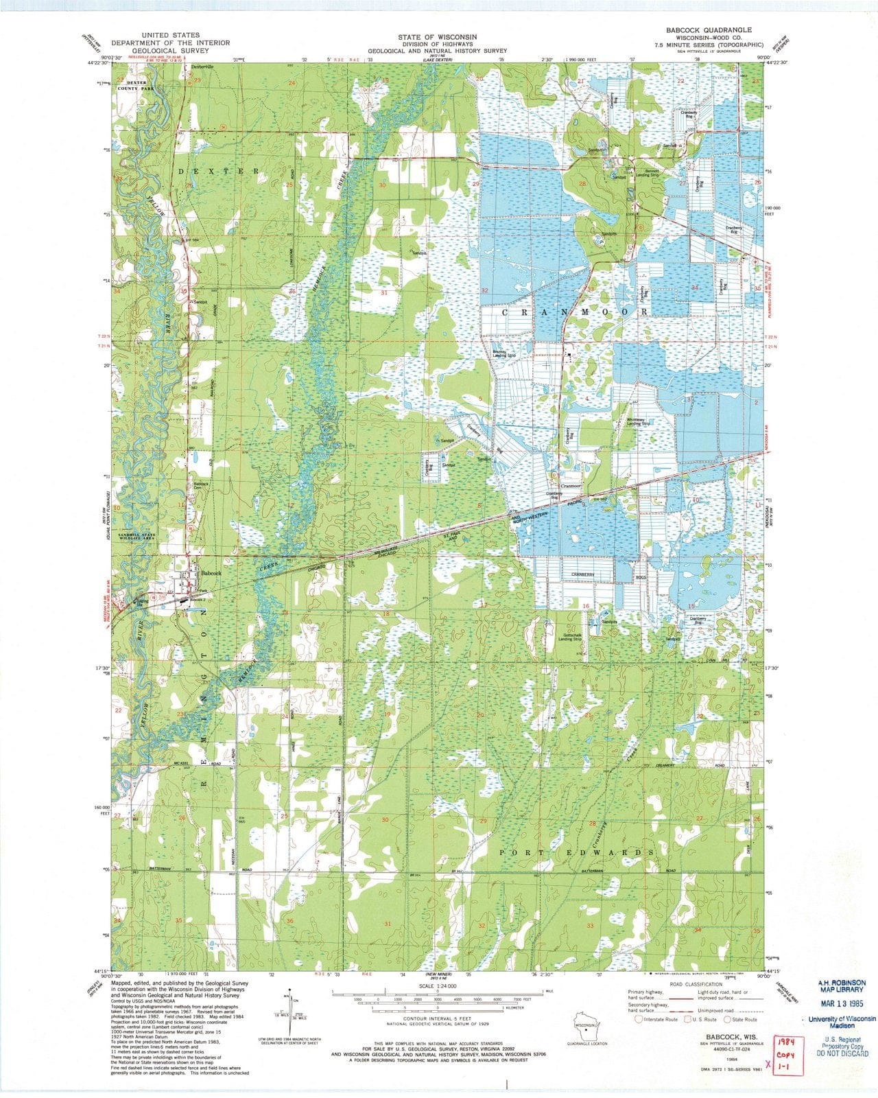 1984 Babcock, WI - Wisconsin - USGS Topographic Map