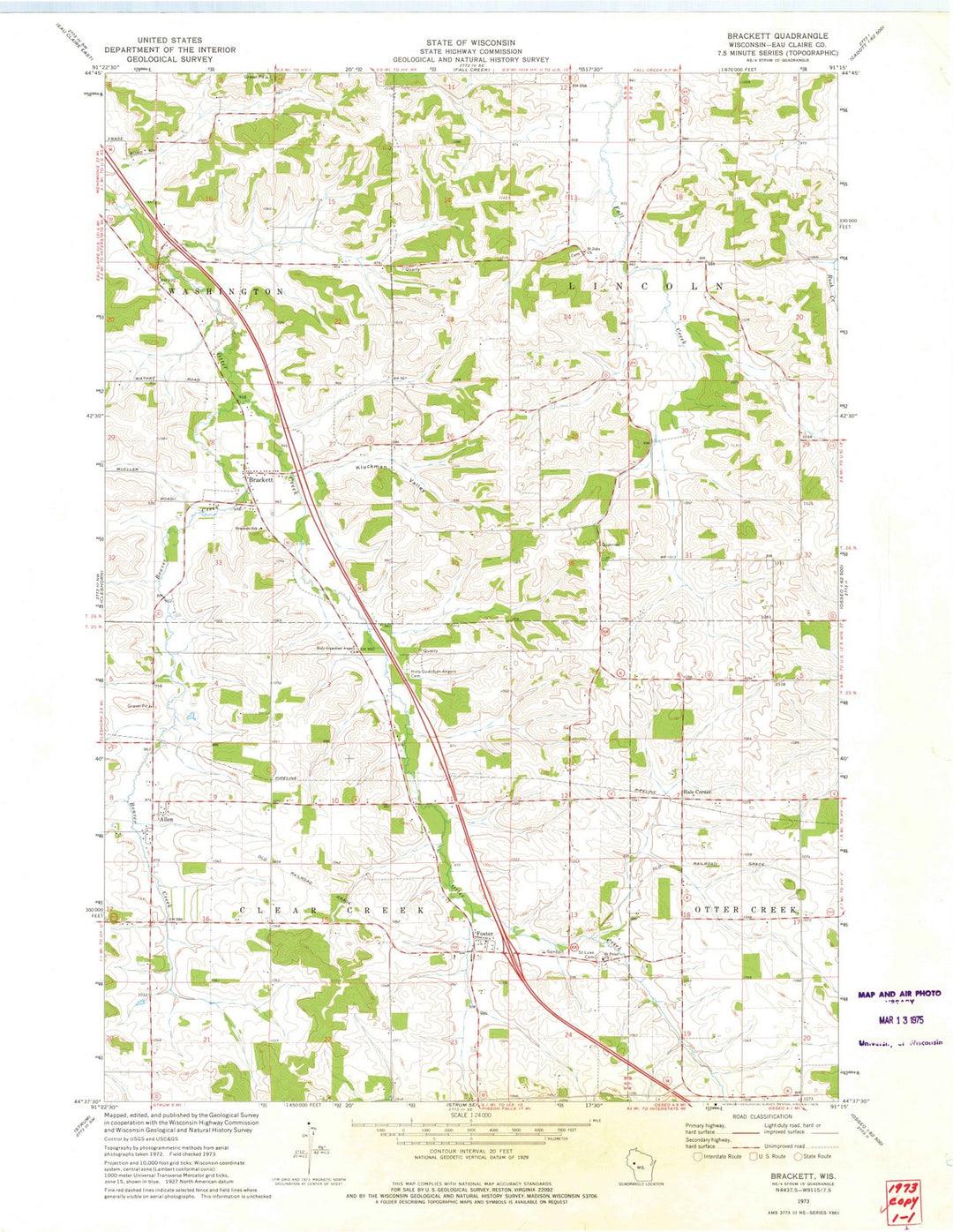 1973 Brackett, WI - Wisconsin - USGS Topographic Map