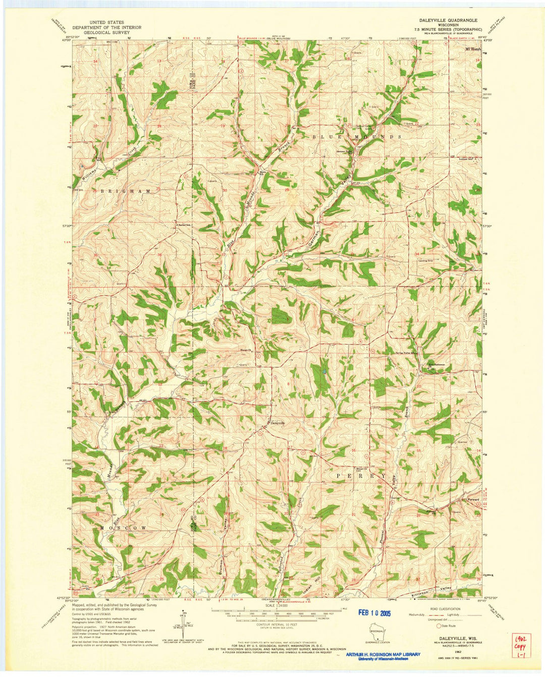 1962 Daleyville, WI - Wisconsin - USGS Topographic Map