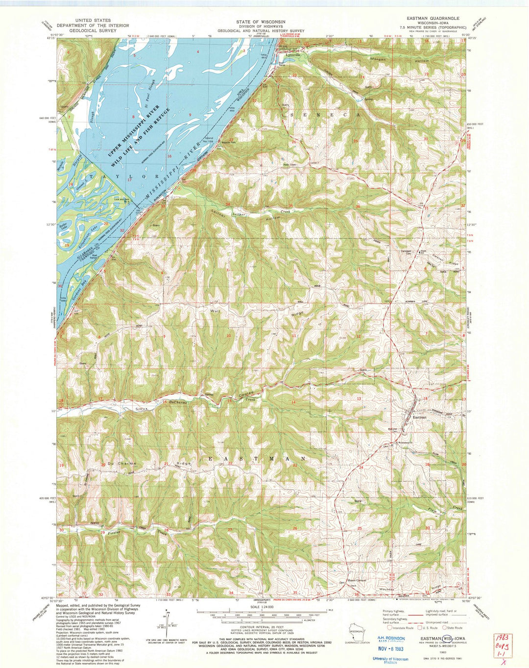 1983 Eastman, WI - Wisconsin - USGS Topographic Map