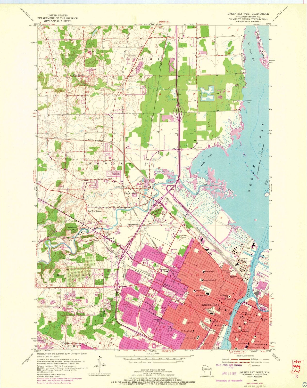 1954 Green Bay West, WI - Wisconsin - USGS Topographic Map