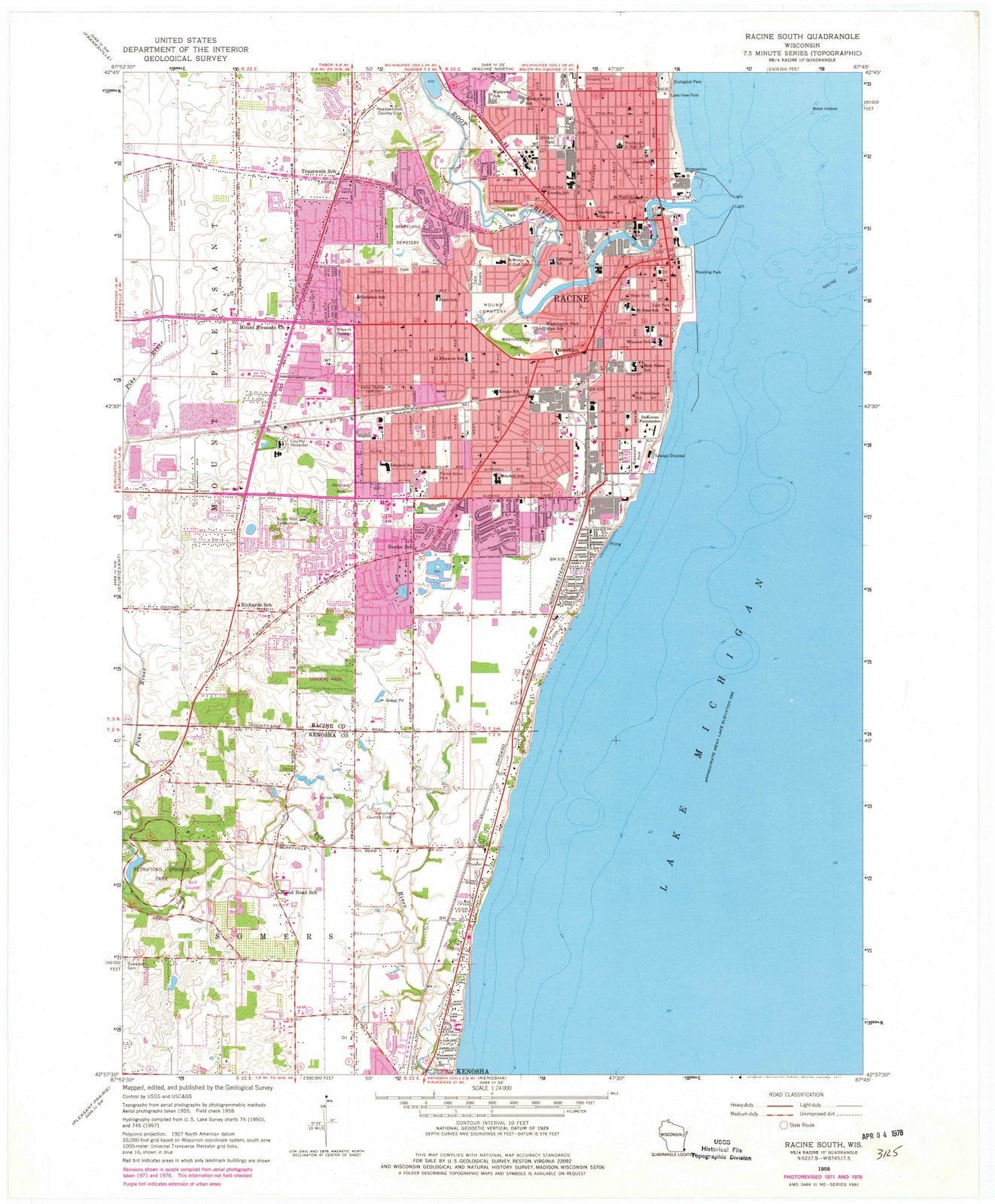 1958 Racine South, WI - Wisconsin - USGS Topographic Map