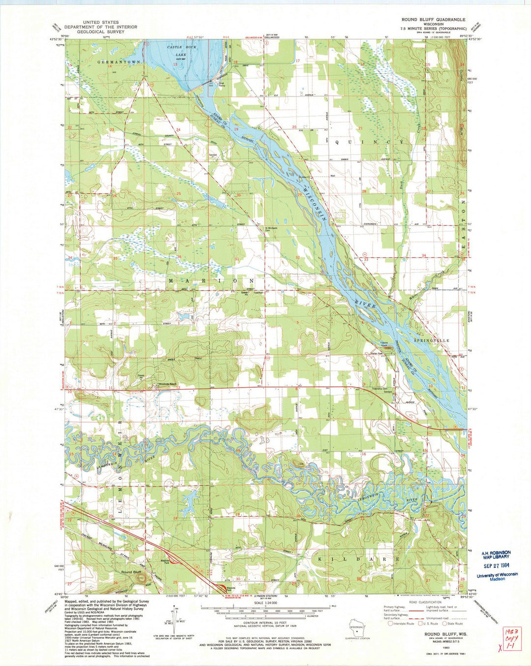 1983 Round Bluff, WI - Wisconsin - USGS Topographic Map