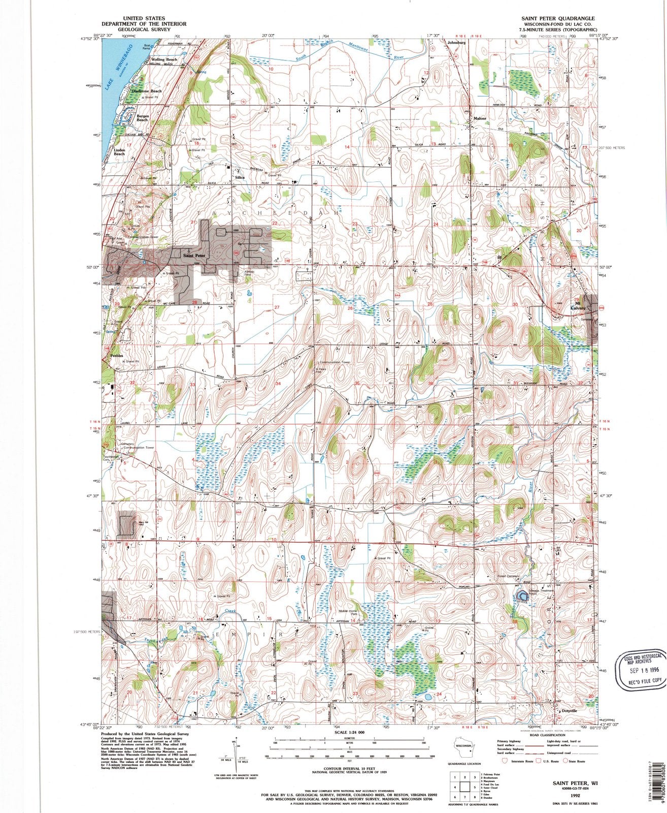 1992 Saint Peter, WI - Wisconsin - USGS Topographic Map