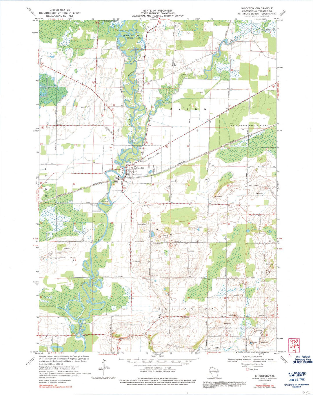 1969 Shiocton, WI - Wisconsin - USGS Topographic Map