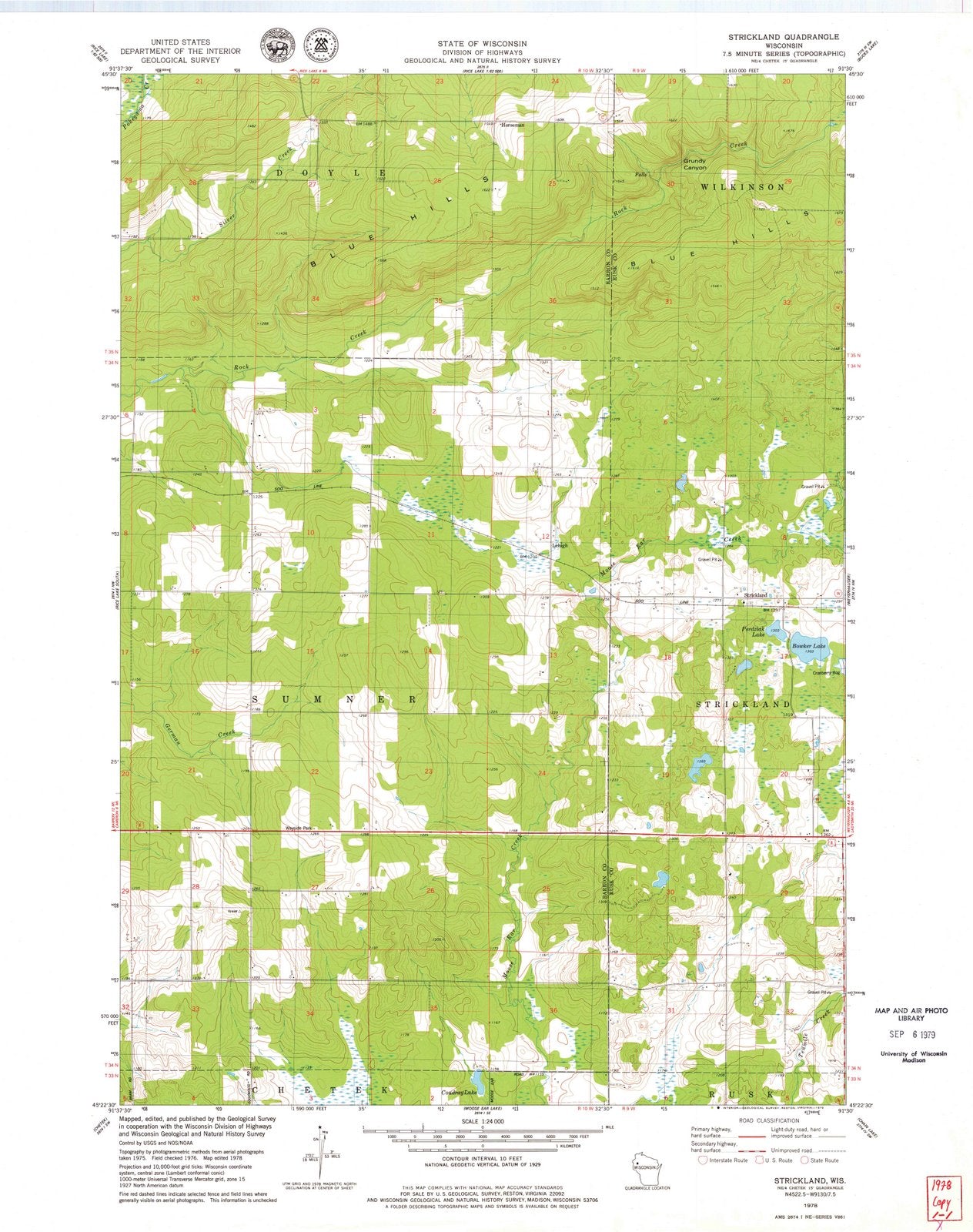 1978 Strickland, WI - Wisconsin - USGS Topographic Map