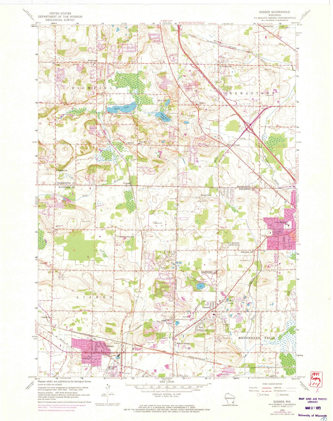 1959 Sussex, WI - Wisconsin - USGS Topographic Map