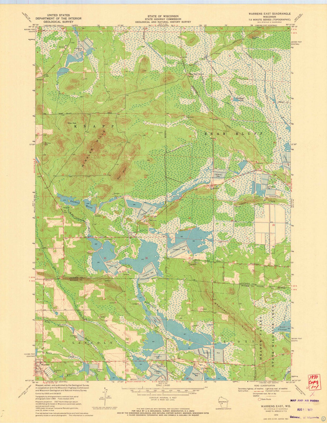 1970 Warrens East, WI - Wisconsin - USGS Topographic Map