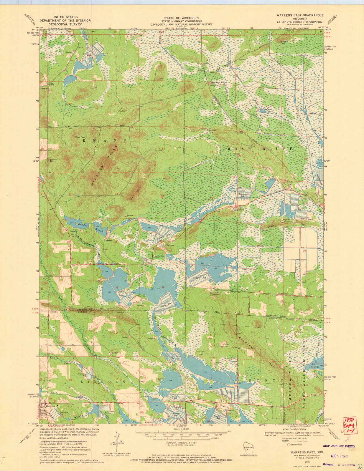 1970 Warrens East, WI - Wisconsin - USGS Topographic Map