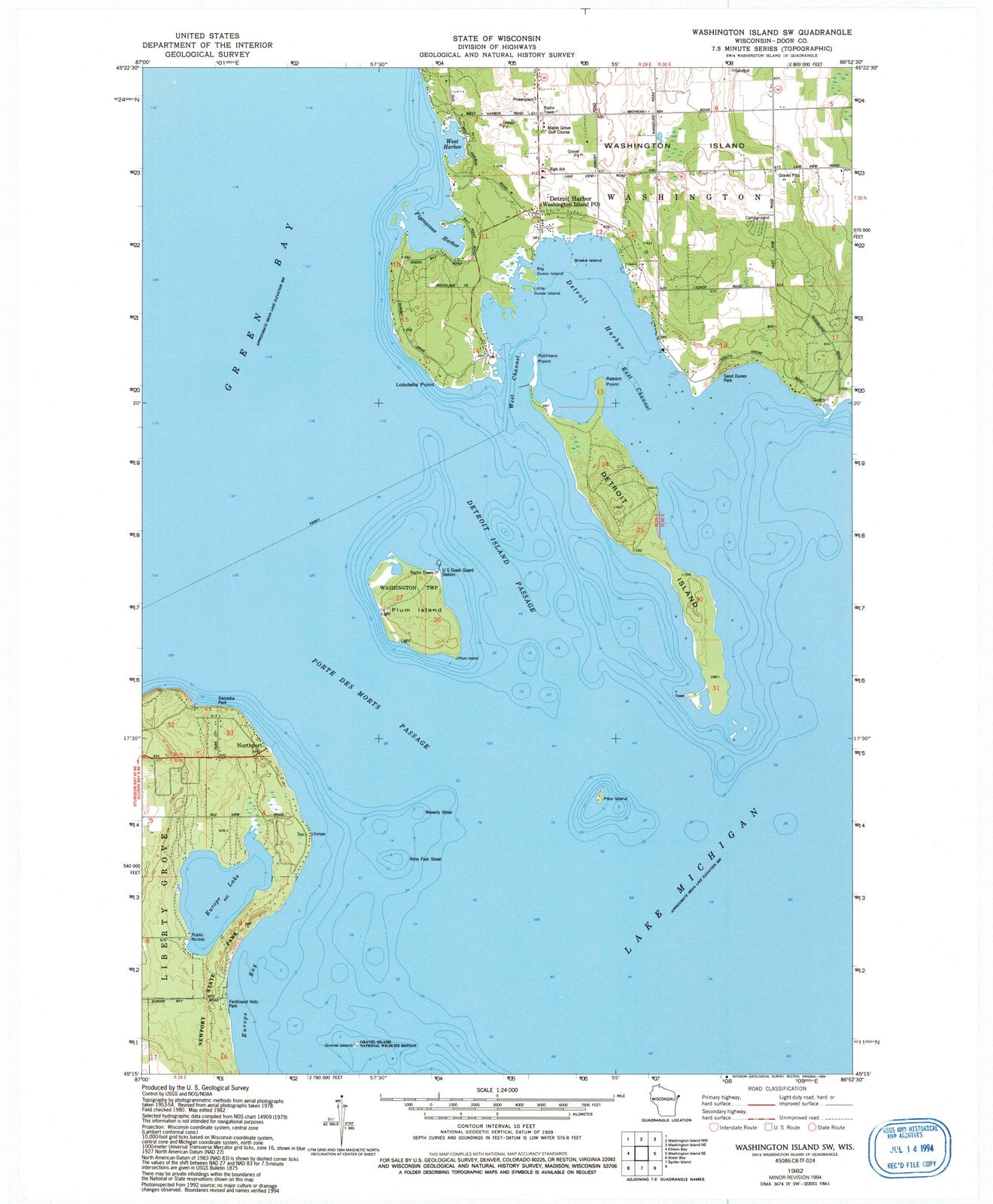 1982 Washington Island, WI - Wisconsin - USGS Topographic Map v2