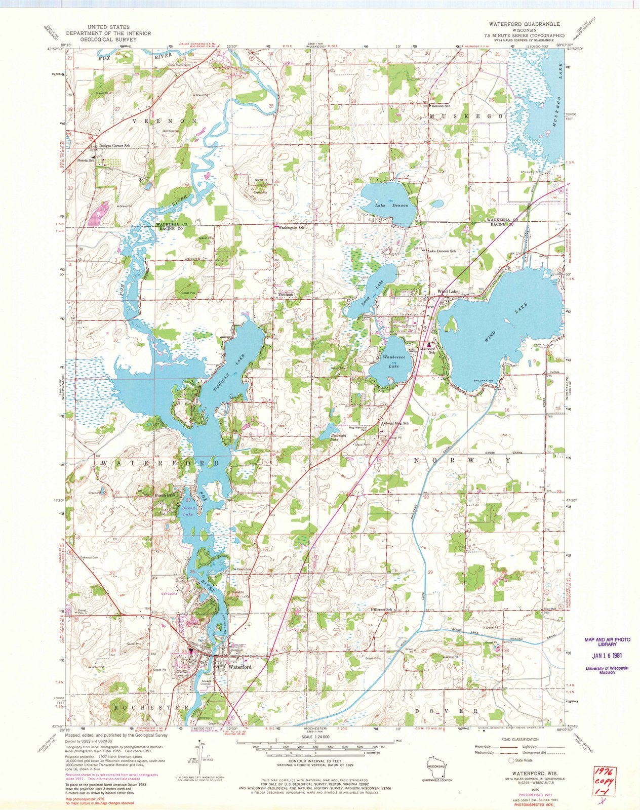 1959 Waterford, WI - Wisconsin - USGS Topographic Map