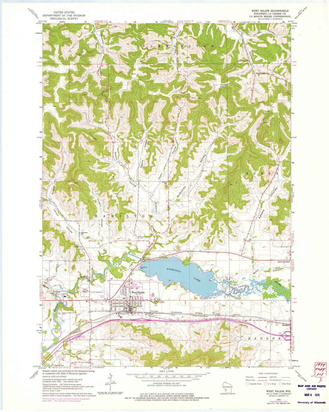 1963 West Salem, WI - Wisconsin - USGS Topographic Map