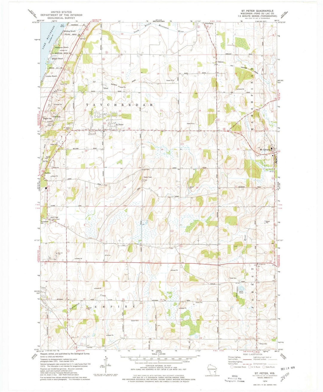 1974 St. Peter, WI - Wisconsin - USGS Topographic Map